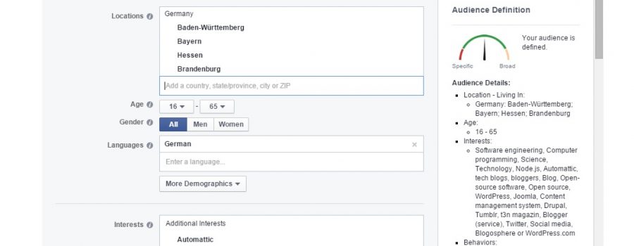 Facebook Targeting Bundesländer