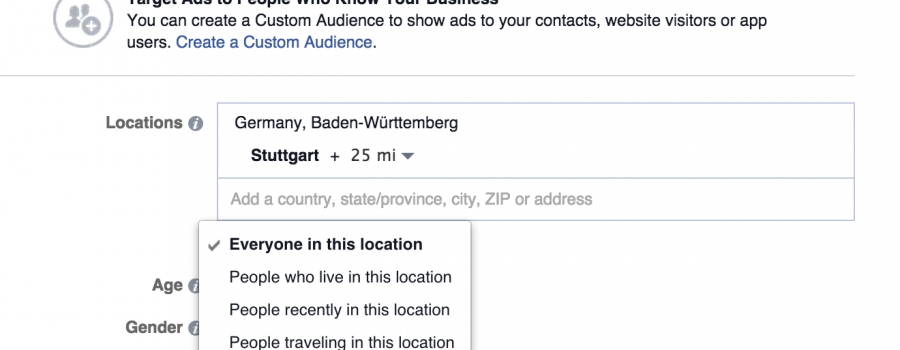 Facebook Anzeigen Geo Targeting