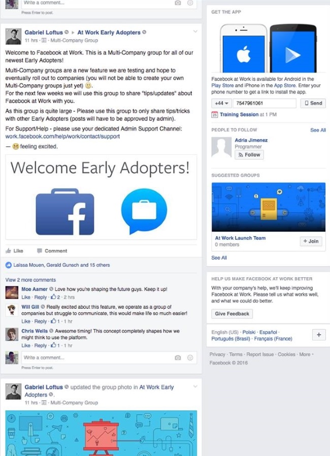 Facebook at Work Multi-Company Groups