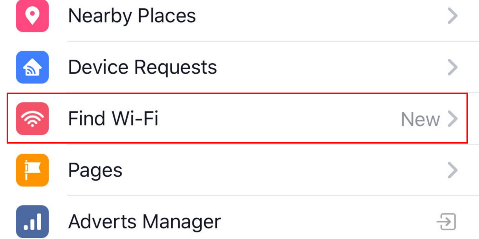 facebook find wi-fi