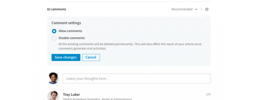 linkedin publishing plattform kommentare