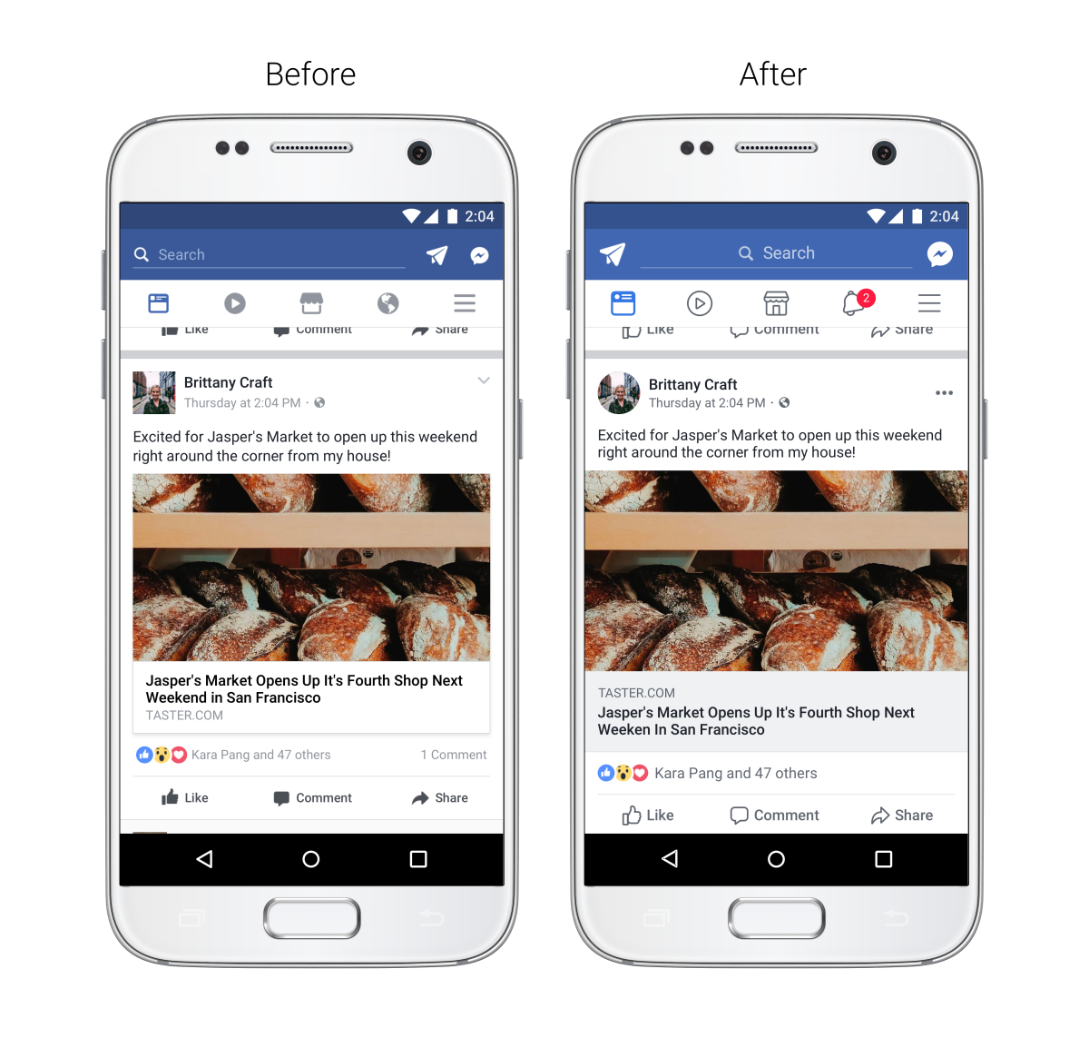 facebook mobiler newsfeed redesign