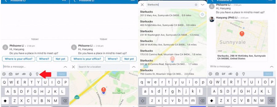 linkedin standorte senden